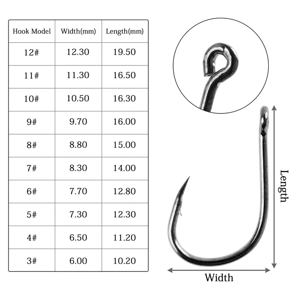 100pcs Fishing Hooks Set J Shaped Carbon Steel Sharp Barbed Single Circle Jig Head Fishhook Sea Fishing Tackle Accessories Tools