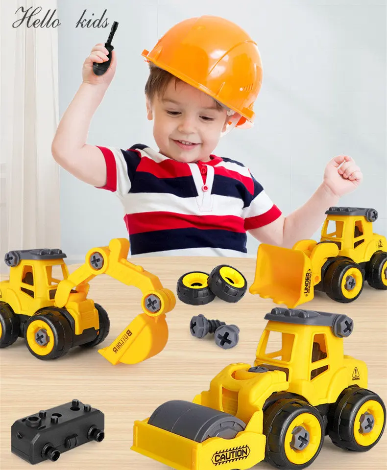 

Nut Disassembly Loading Unloading Engineering Truck Excavator Bulldozer Kids Screw Boys Creative Tool Education Toys Car Model