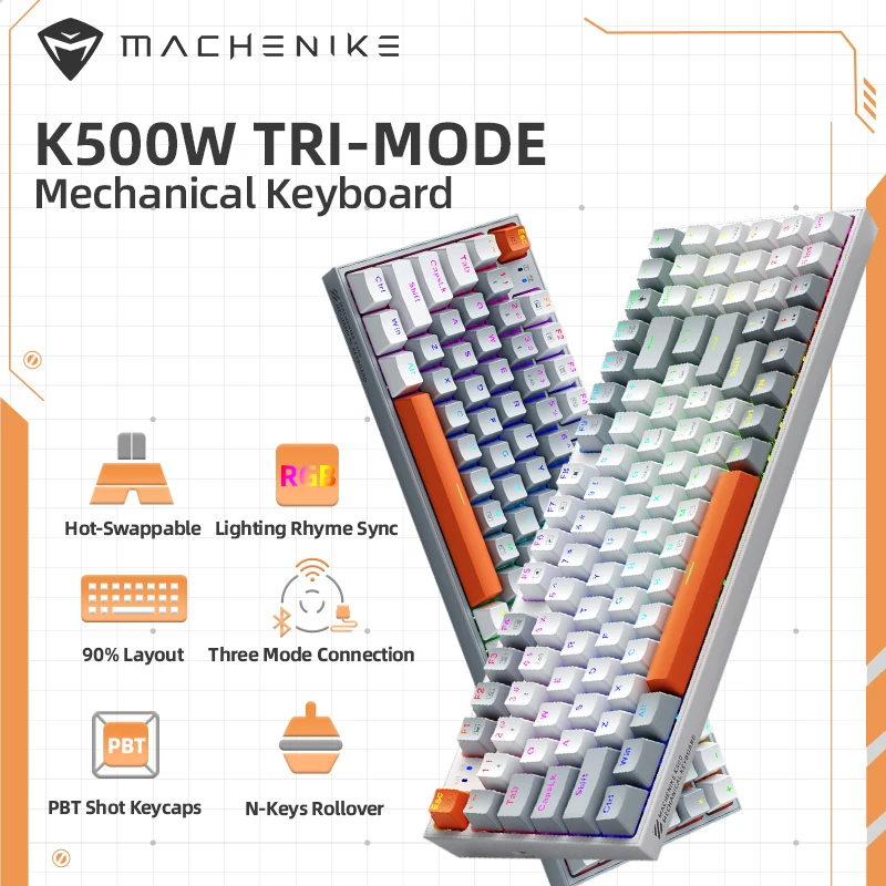Клавиатура Machenike K500/W механическая, проводная Беспроводная игровая клавиатура с 94 клавишами, подсветкой RGB для Mac и Windows
