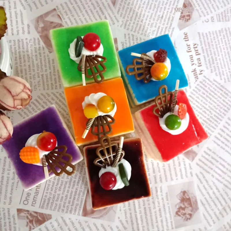 5×5×5.5cm Simulation PU Square Fruit Sandwich Cake for Dessert Shop Promotion Sample Shooting Supplies Accessory Fake Food | Дом и сад