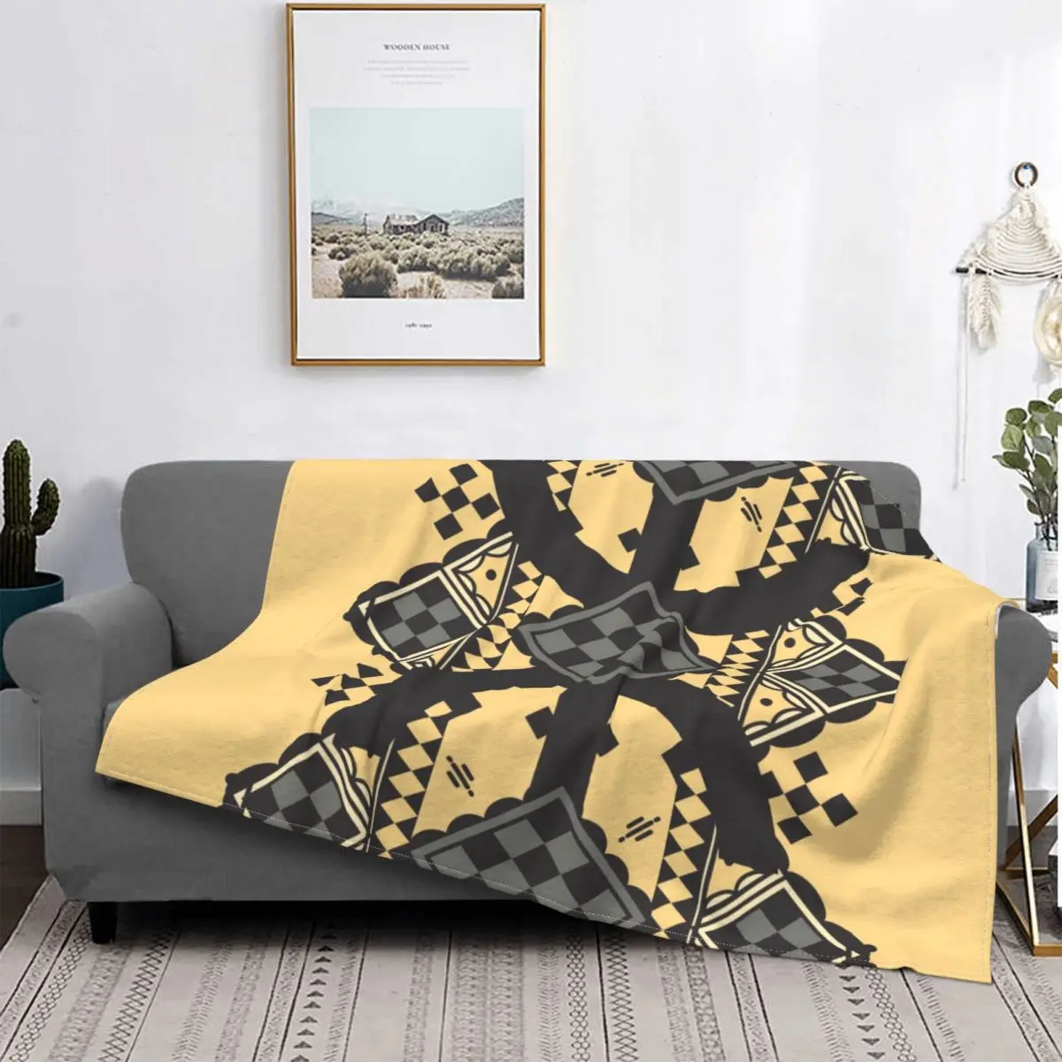 

Motif Graphic Blanket Soft Fleece Warm Flannel Geometry Ethnic Berber Throw Blankets for Kabyle Amazigh Sofa Bed Bedspread