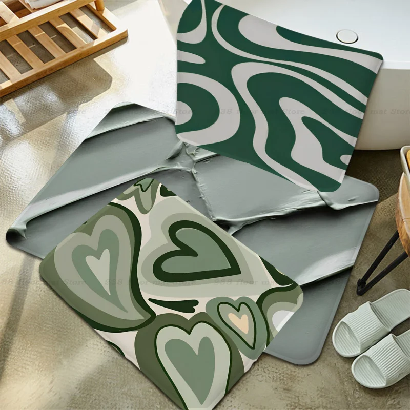 

Hyper Art Sage Green Phon Bathroom Mat Cheaper Anti-slip Modern Living Room Balcony Printed Doormat Area Rug