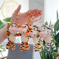 cheap promotion mini tiger animal toy plush keychain kids backpack bag soft stuffed plush keychain chain mini plush toy kids toy