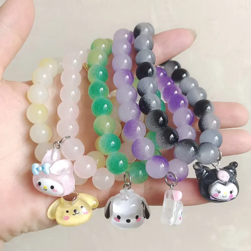 

Kawaii Sanrio Anime Kuromi My Melody Cinnamoroll Pochacco Cartoon Beaded Couple Besties Bracelet Creative Accessories Gifts
