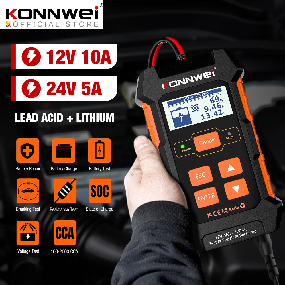 Тестер аккумулятора KONNWEI KW520, 12 В, PK KW208/KW650/BM550