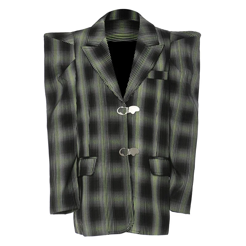 

SuperAen Flocking Fashion Long Sleeve Suit Jackets Women Autumn Blazers Coats Plaid Loose Casual Blazers Office Lady Clothing