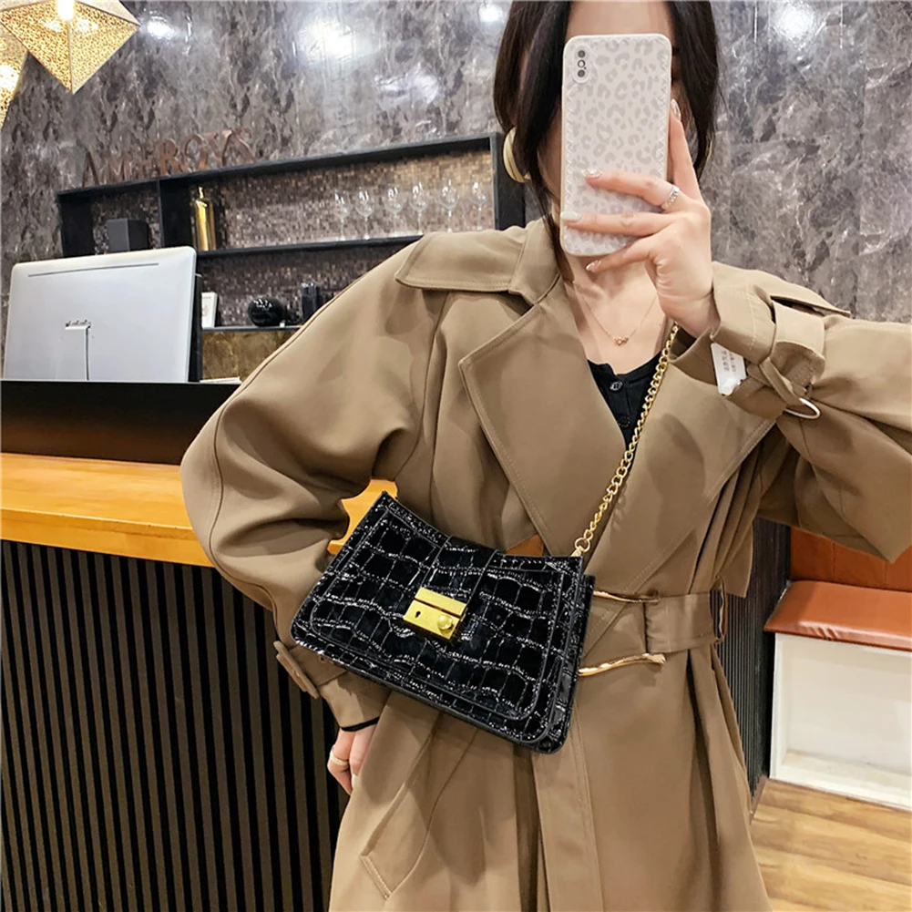 

Solid Color Shoulder Messenger Bag Fashion Simple PU Leather Stone Pattern Women Handbags Totes Bags Clutch Bag
