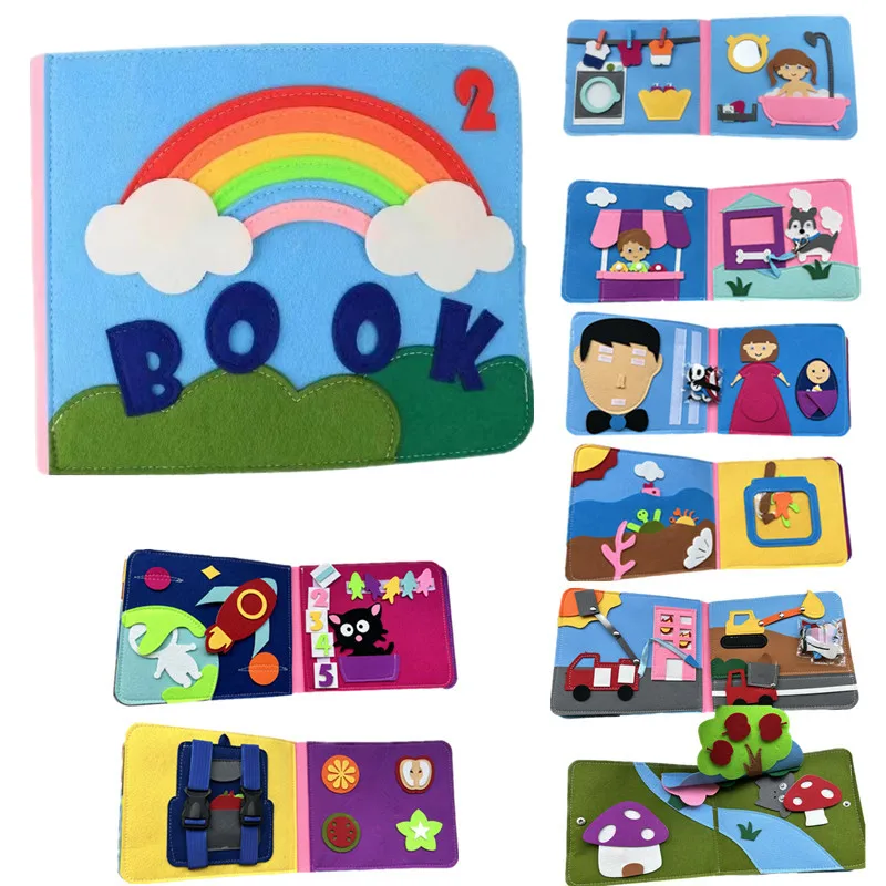 

Baby Early Education Toys Washable DIY Toddlers Busy Board Kids Preschool Sensory Training Felt Cloth Quiet Book Montessori Toys