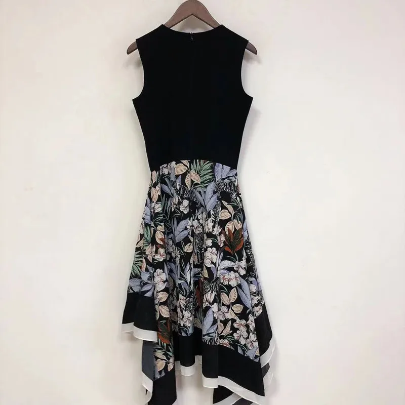 

French Summer Woman Hit Color Spliced Asymmetrical Dresses Female High Version Off Shoulder Dress Ladies Designed Dress ML206