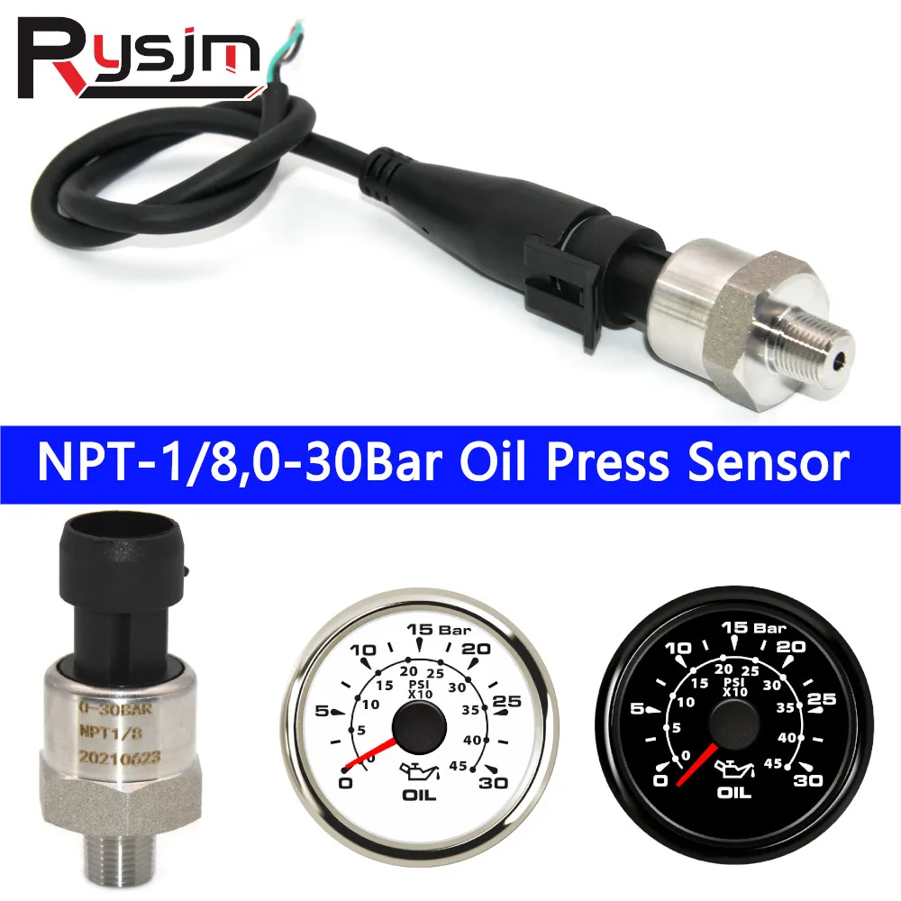 

1/8NPT Stainless Steel Oil Pressure Transducer Sender Sensor 0~30Bar Press Sensors 0.5-4.5V For Fuel Diesel Oil Press Gauge