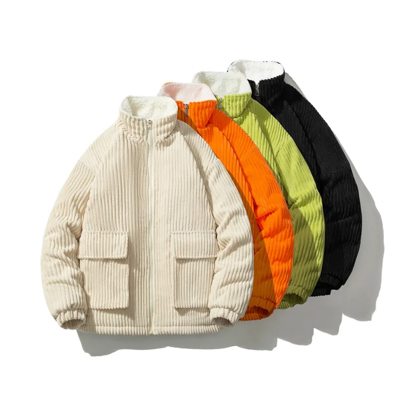 Winter Thicken Corduroy Jacket Men Warm Fashion Casual Lamb Wool Jackets Mens Streetwear Korean Loose Thick Short Coat Men M-3XL