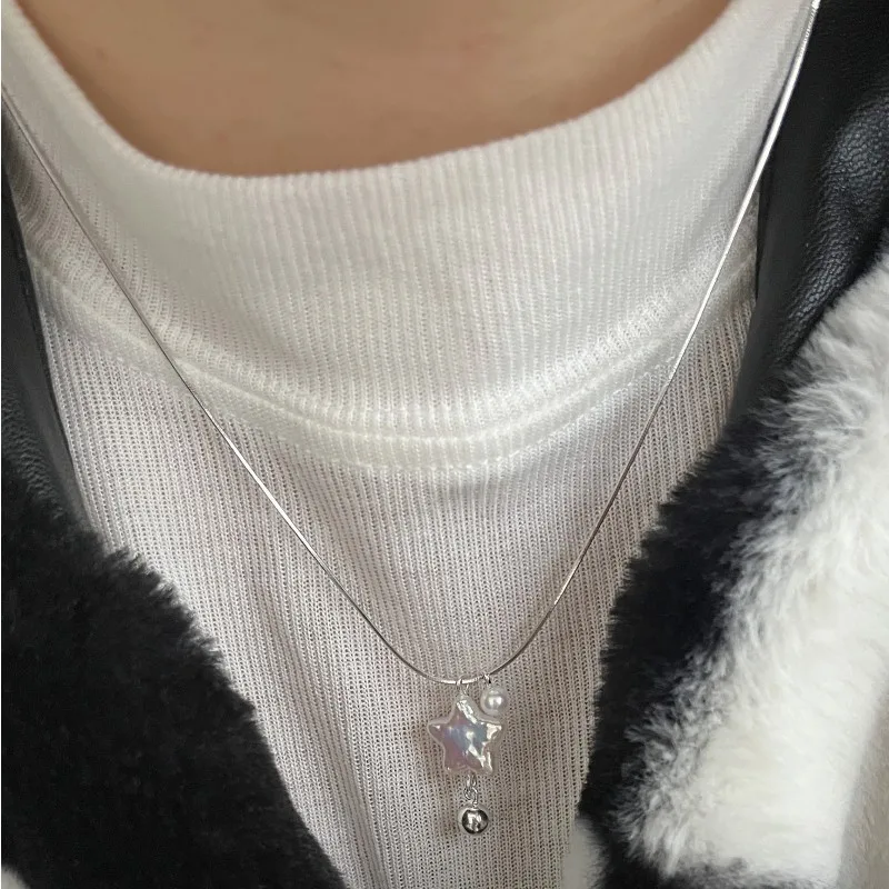 

2023 Trend Minimalist Pearl Star Pentagram Charms Pendant Necklaces for Women Sweet Cute Harajuku Necklace Girls Gift Jewelry