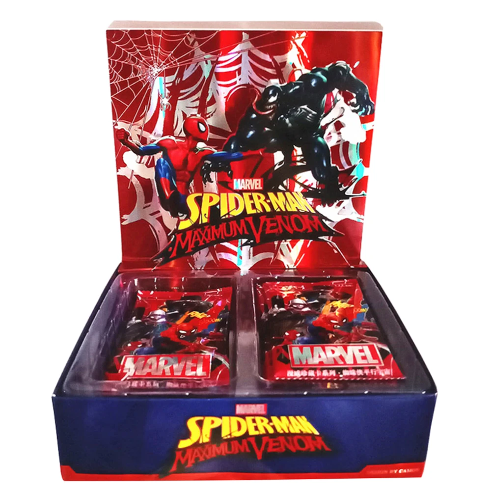 New Marvel Spider-Man Maximum Venom Original Anime Figures Cards Iron Man Thanos Bronzing Anime Collectible Flash Cards Toy Gift