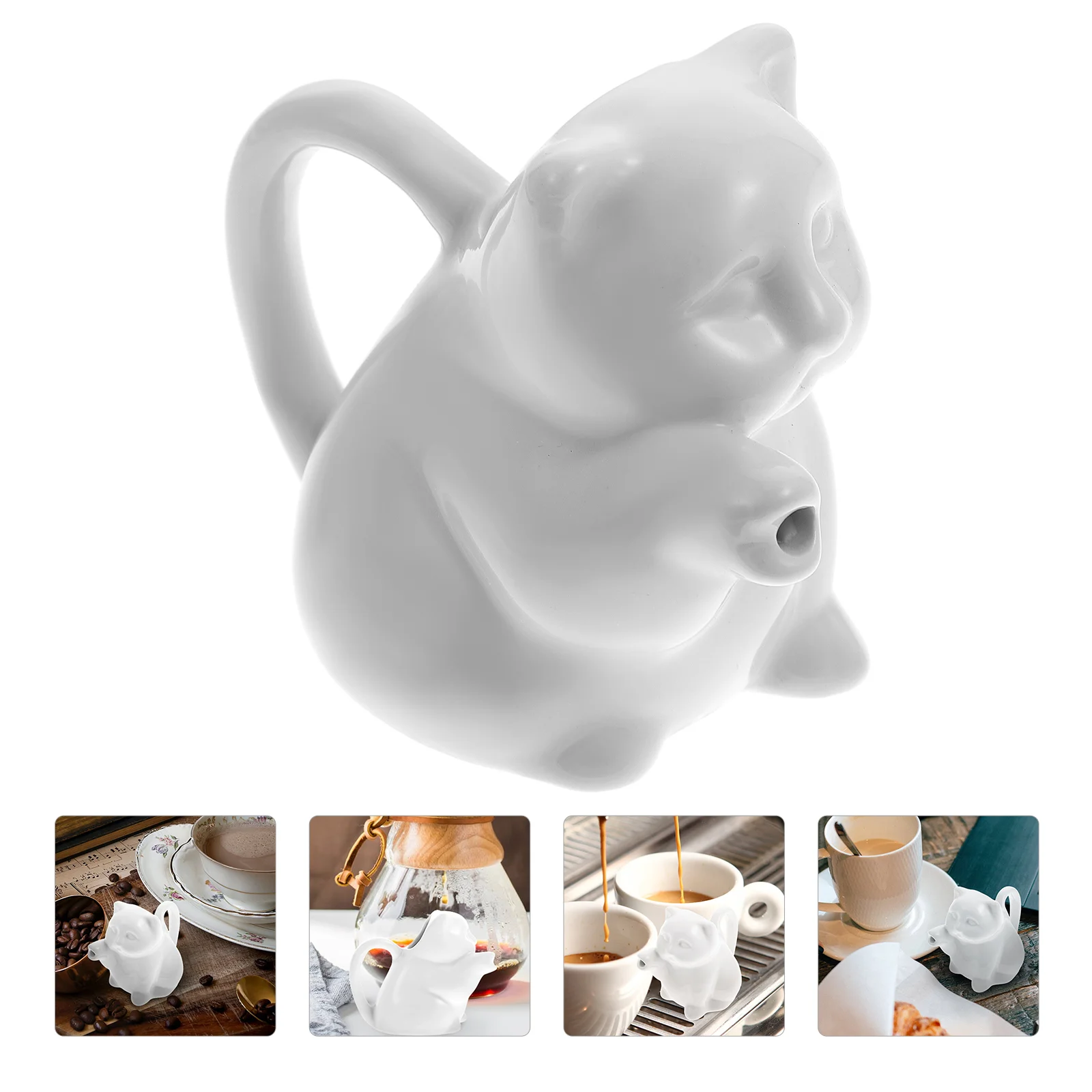 

Pitchercreamer Ceramic Jug Sauce Coffee Mini Cup Gravy Boat Frothing Pourer Syrup Porcelain Dispenser Serving Whiteflower