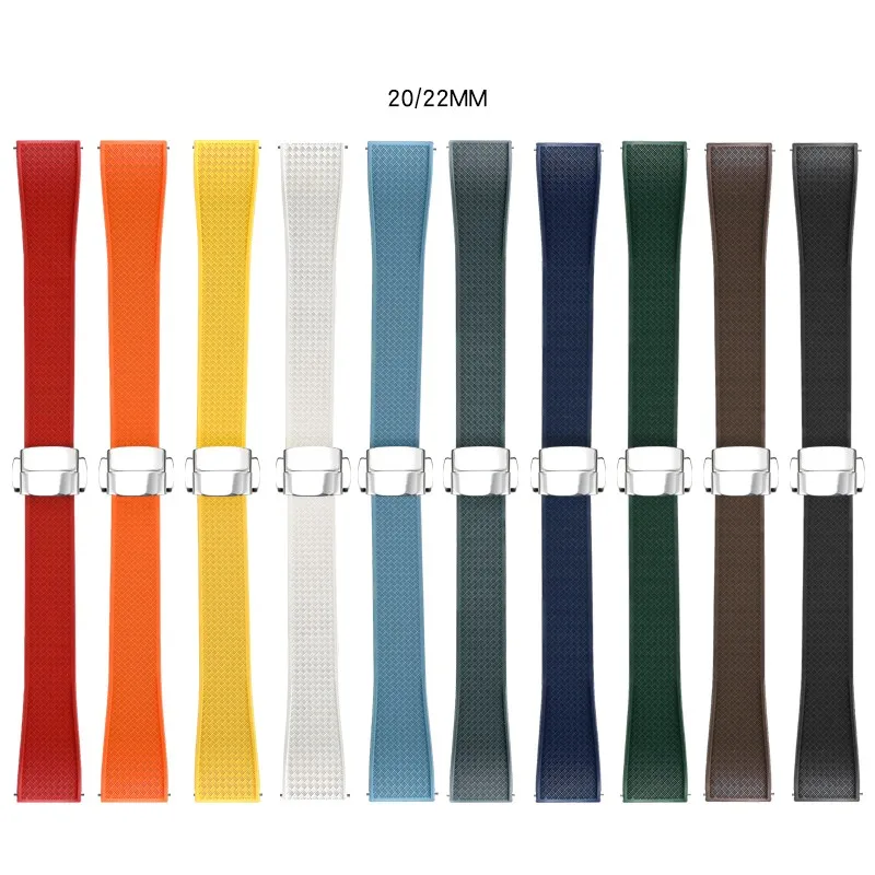 CTS Фторкаучуковый ремешок для часов 18 19 20 21 22 мм быстросъемная складная пряжка