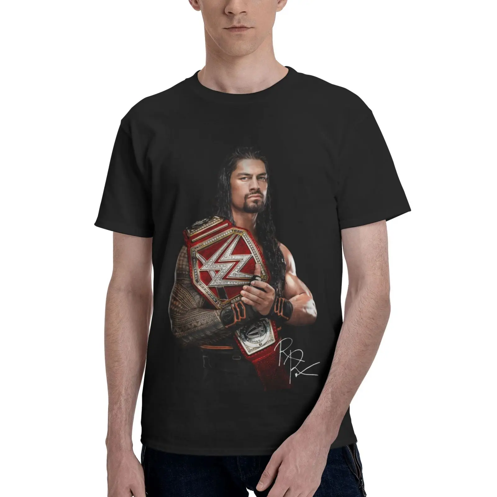 

Футболка в римском стиле Wwe Champion un, футболка большого размера, мужские футболки, мужские футболки, футболки для женщин, футболки для мужчин