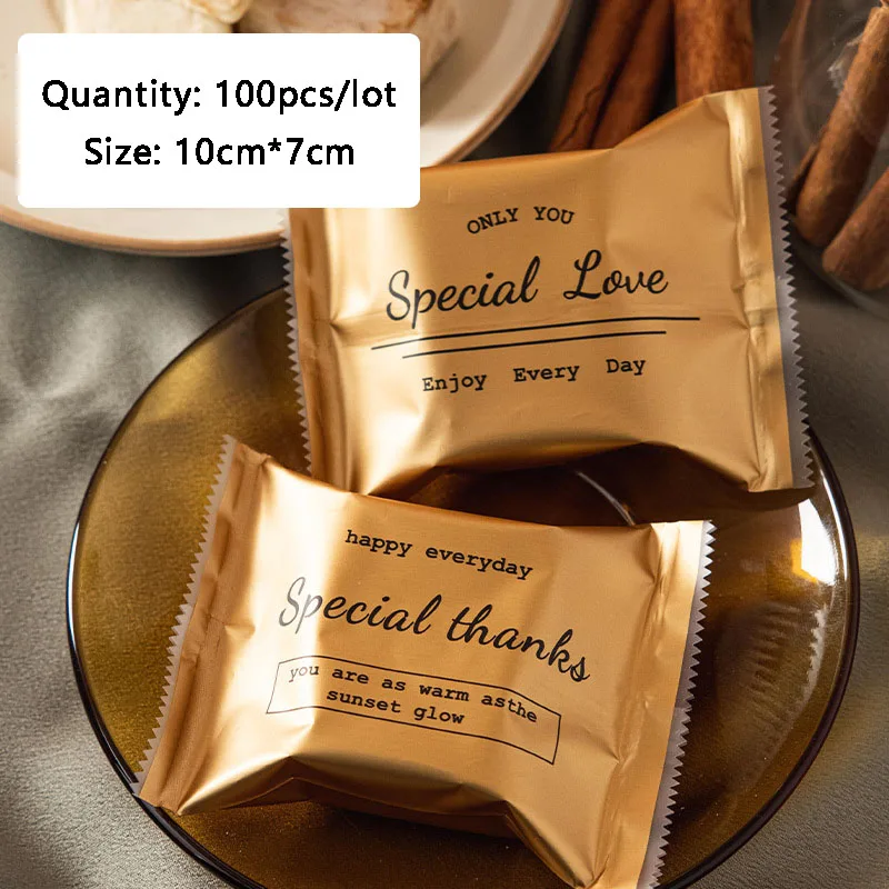 

AQ Elegant Gold Black Special LOVE Decor Homemade Chocolate Snowflake Crispy Snack Food Packaging Bag 2in1 Cookies Candy DIY Bag