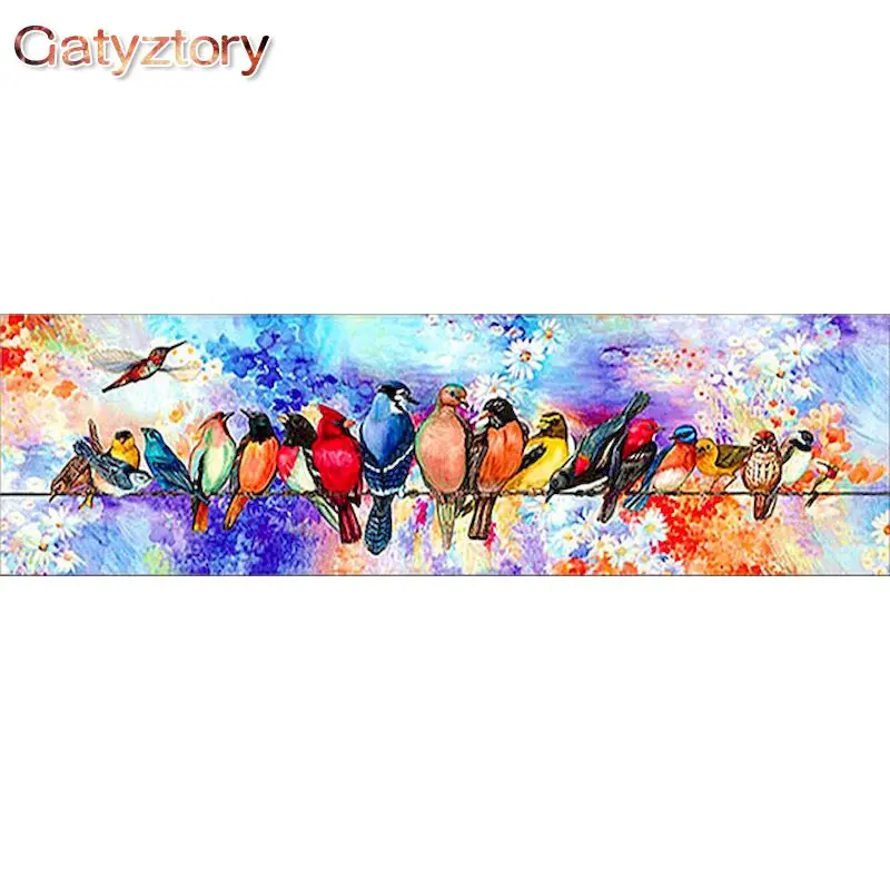 

GATYZTORY 60x75cm Frame Diy Painting By Numbers For Adults Colorful Birds Acrylic Paint By Number Oil Canvas Drawing Home Decor