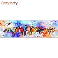 gatyztory 60x75cm frame diy painting by numbers for adults colorful birds acrylic paint by number oil canvas drawing home decor