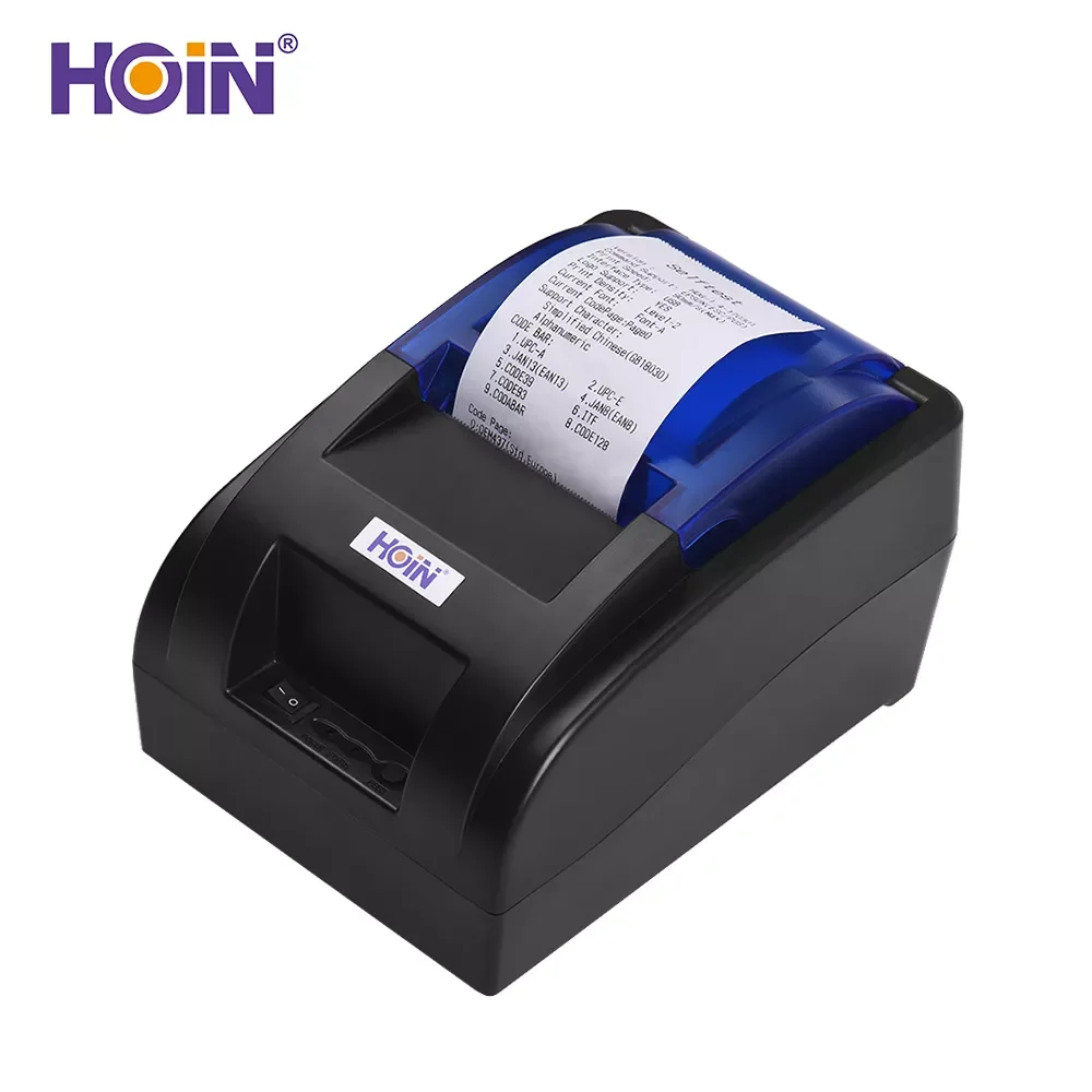 

2023New HOIN USB Portable 58mm Thermal Receipt Printer Ticket Bill Wired Printing Support Cash Drawer with ESC/POS