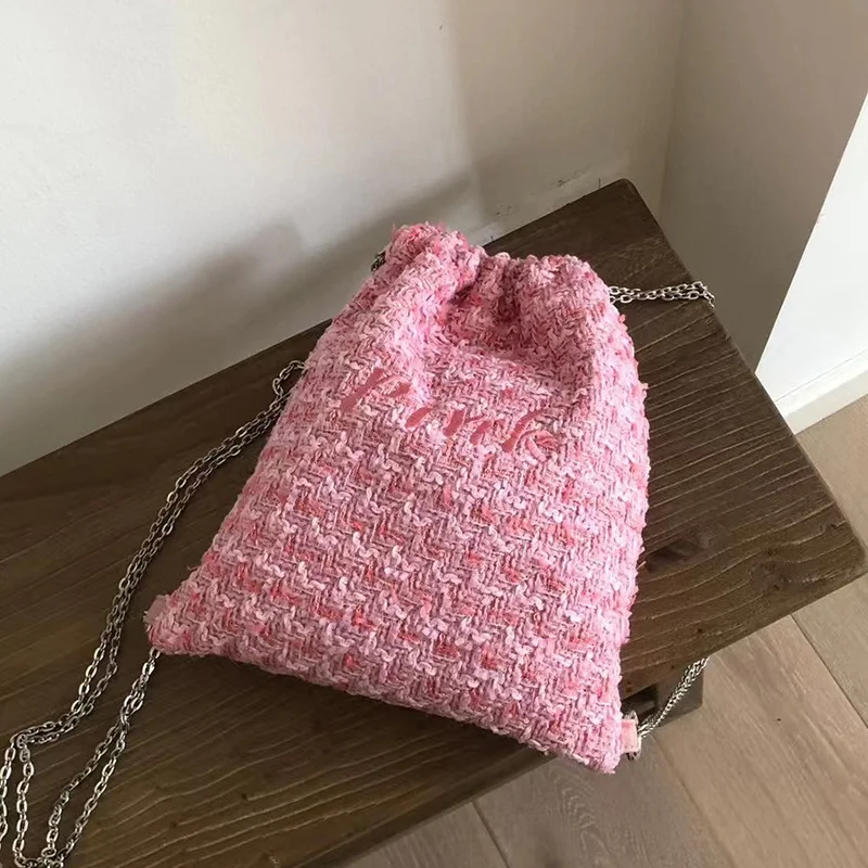 

Korean Casual Backpack Bags For Women Luxury Designer Handbags Purses 2023 New In Nylon Letters Decoration Chain Shoulder Strap