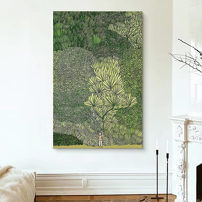 Индивидуальная картина маслом на лесной холсте без рамы шикарные зеленые листья