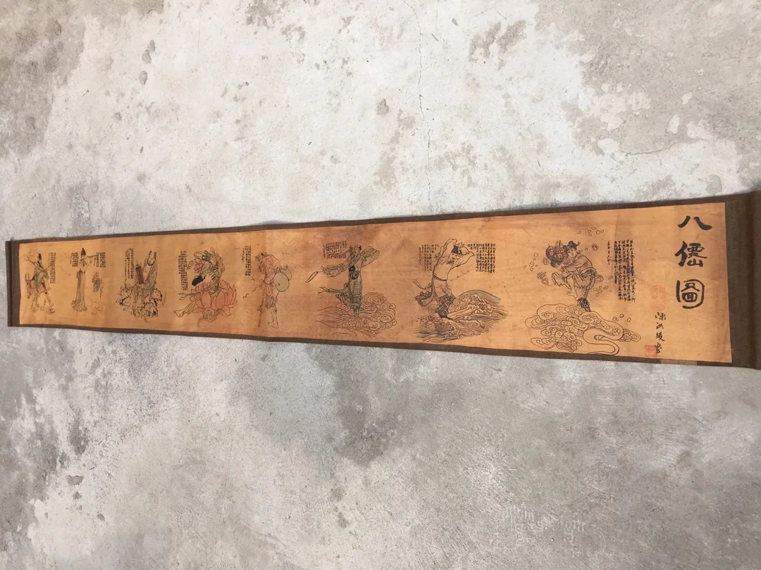 

Древние китайские знаменитости каллиграфия украшение для дома Восемь Бессмертных пересечение морских изображений свиток