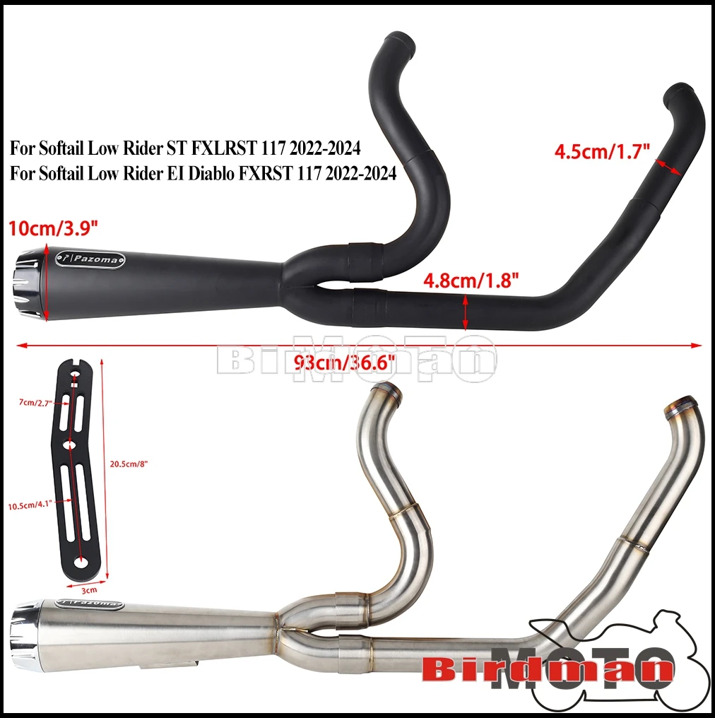 Для мотоцикла Harley Softail FXLRST FXRST Low Rider ST EI Diablo 117 2022-2024 годов выпуска, полный комплект выхлопной системы с глушителем, прямая замена. (art.: 3920dcf656144) - 3920dcf656144