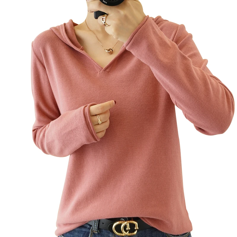 

Tailor Sheep Cotton hooded sweater women's long-sleeved knitted pullover loose casual hoodie top