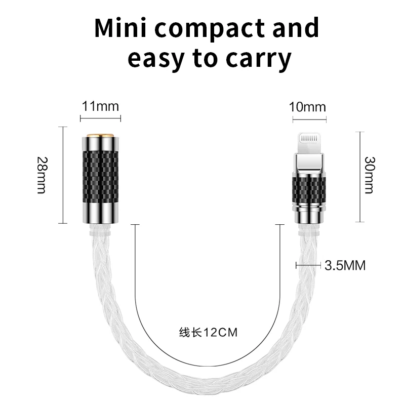 Lightning to 2.5/3.5/4.4mm Jack AUX Cable For iPhone 12 11 Pro Max mini X XS 7 IOS Adapter Lighting to 3.5mm Jack Male Converter images - 6