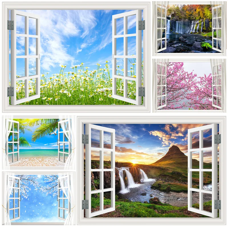 

Outside The Window Natural Scenery Photography Background Indoor Decorations Photo Backdrops Studio Props 22523 CHFJ-05
