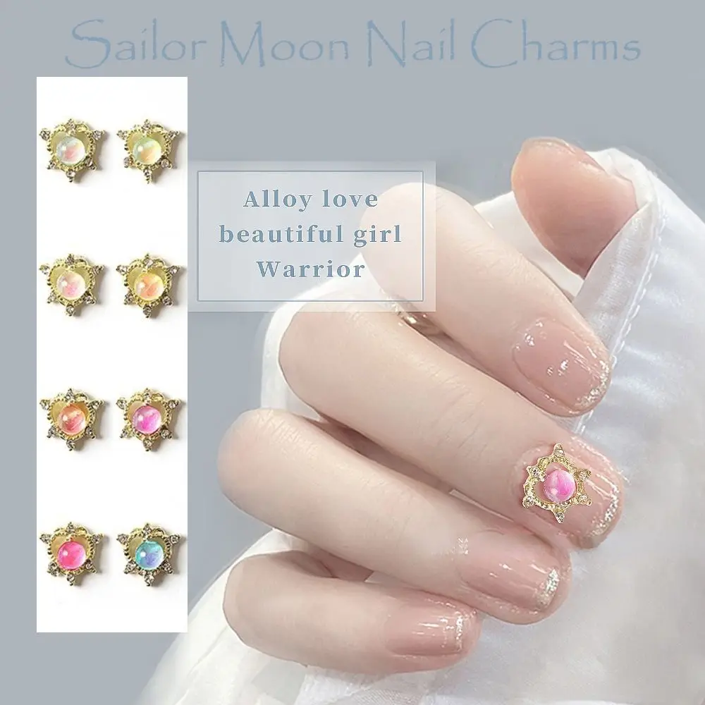

New Sailor Moon Love Nail Art Jewelry 2022 Japanese Women Symphony 3D Water Ice Moon Peach Heart Manicure Decor Rhinestone