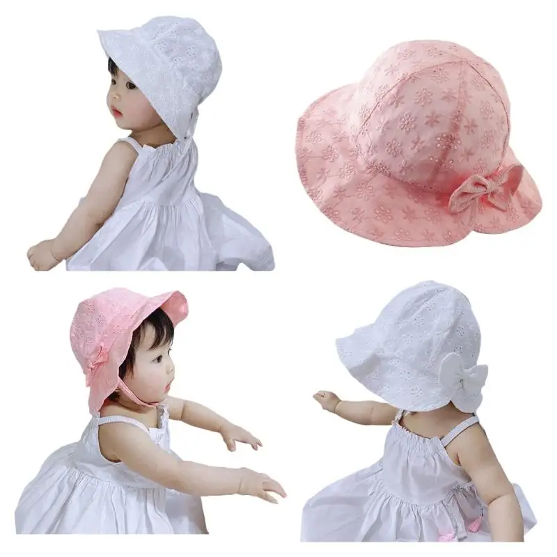 

Дышащая шапка для маленьких девочек, хлопковая шапка с ремешком и узлом, шапка для весны и лета, уличная шапка для маленьких девочек, кружевная шапка, подарок