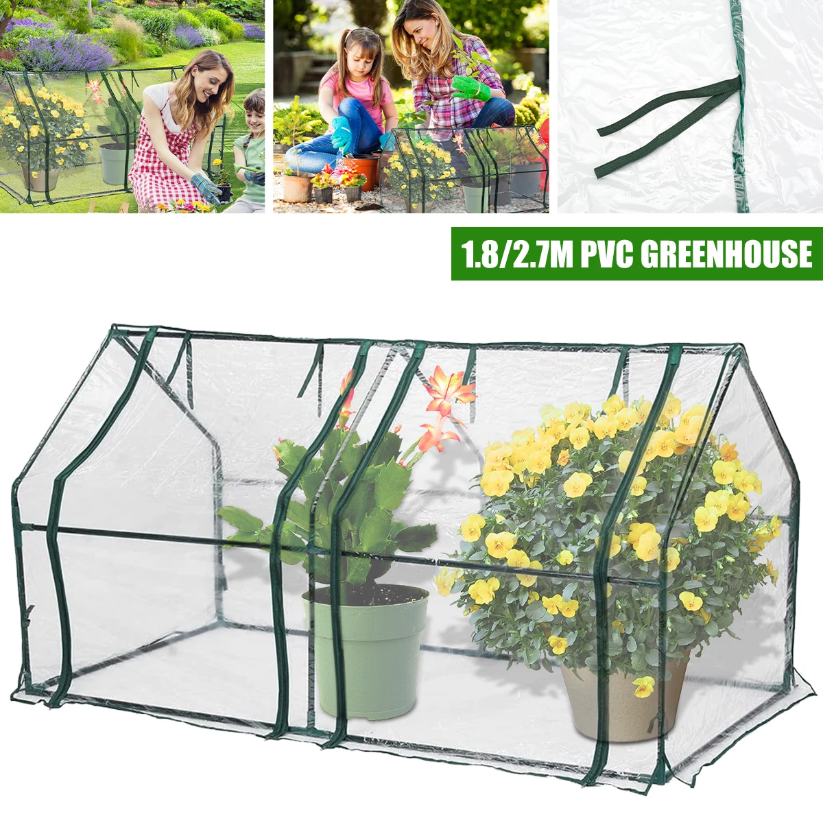 

Garden Greenhouse PVC Tent Cover Plants Keep Warm Sunroom For Flowers Roll-up Door 100X50X150CM Plant Protection Cover