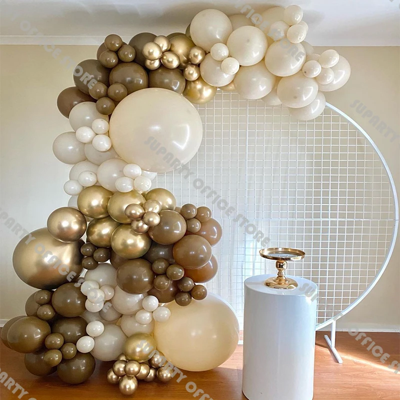 

143pcs Beige Natural Sand Balloon Garland Baby Shower Decoration Caramel Metal Gold Balloon Arch Wedding Supplies Birthday Decor