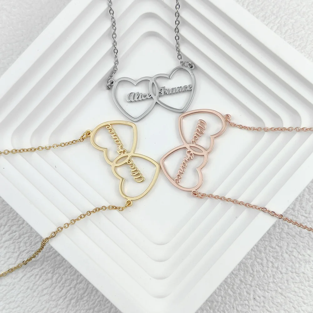 

Customized Heart Shaped Name Pendant Necklace Men's and Women's Stainless Steel Personality Lovers Name Necklace Jewelry