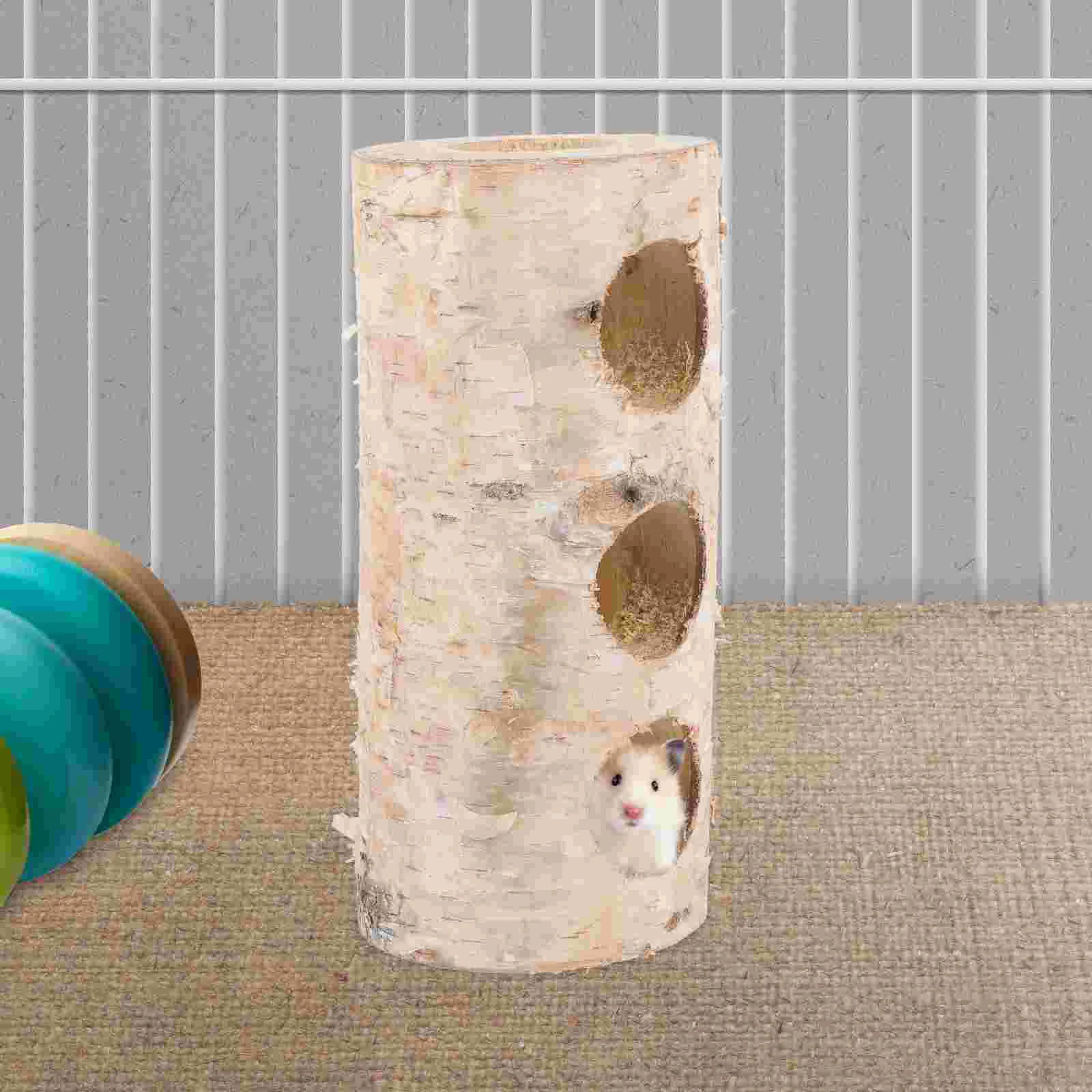 

Guinea Hideout Hamster Tree Trunk Tunnel Toy Cave Small Pets Plaything Squirrel Picnic Table Wooden