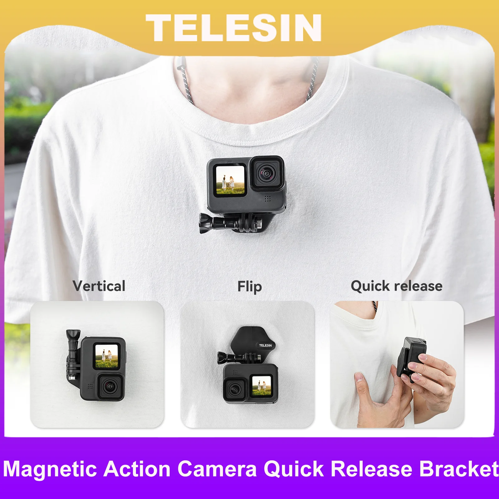 

TELESIN Magnetic Action Camera Quick Release Bracket Gopro Accessories Release Bracket for GoPro Hero Insta 360 DJI Mobile Phone