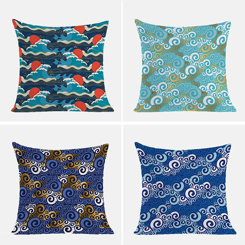 

Decorative Pillowcases for Pillows 45x45 Cushions Covers Japanese Wave Cushion Cover 40x40cm Pilow Cases Pillowcase Decor 40x40