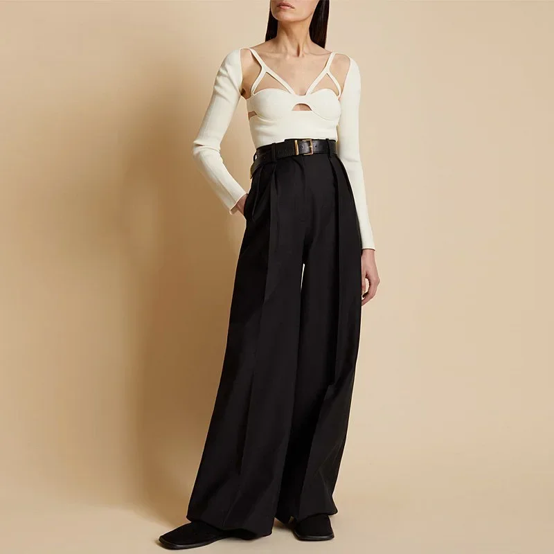 KH @ IT * E-Широкие брюки для женщин Высокие повседневные Подметальные костюмы