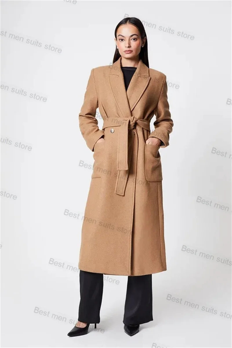 Кашемировый женский костюм цвета хаки цельное пальто шерстяной пиджак зимний