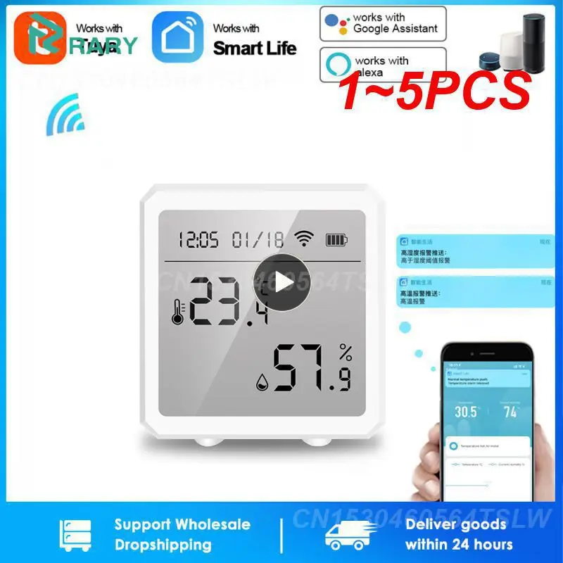 

1~5PCS Tuya Smart WiFi Temperature Humidity Sensor with LCD Screen Wireless Smart Thermometer Hygrometer Works Alexa Hey