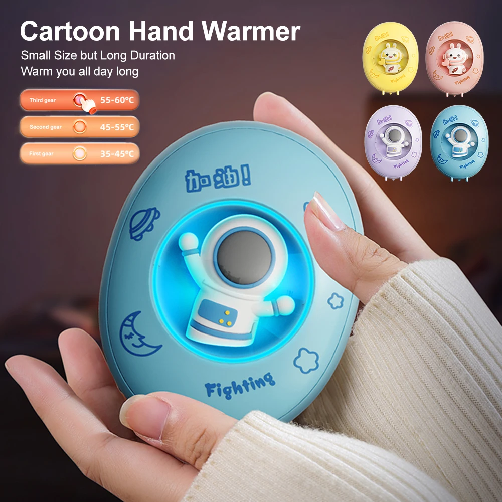 

1200mAh Mini Astronaut Hand Warmer With Night Light Rechargeable 3 Level Heating Portable Winter Hand Warmer For Travel Outdoor