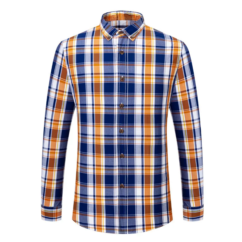 

Long Sleeve Men Plaid Shirt 100% Cotton Casual Slim Fit High Quality Social Shirts for Men Autumn Fashion Clothing Men