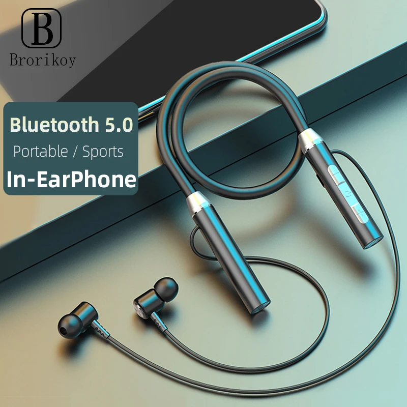 

2021 Bluetooth 5.0 Sport Earbuds Earphone Dropshipping 9D Stereo Magnetic Wireless Earphone With Mic In-ear Neckband Headphone