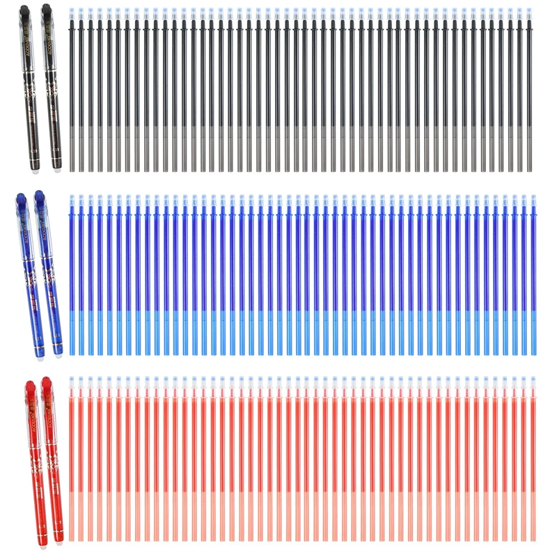 

51Pcs/Set Kawaii Erasable Pens Gel Pen Erasable Refill Rod Blue Black Red Ink 0.5mm Washable Handle School Writing Stationery