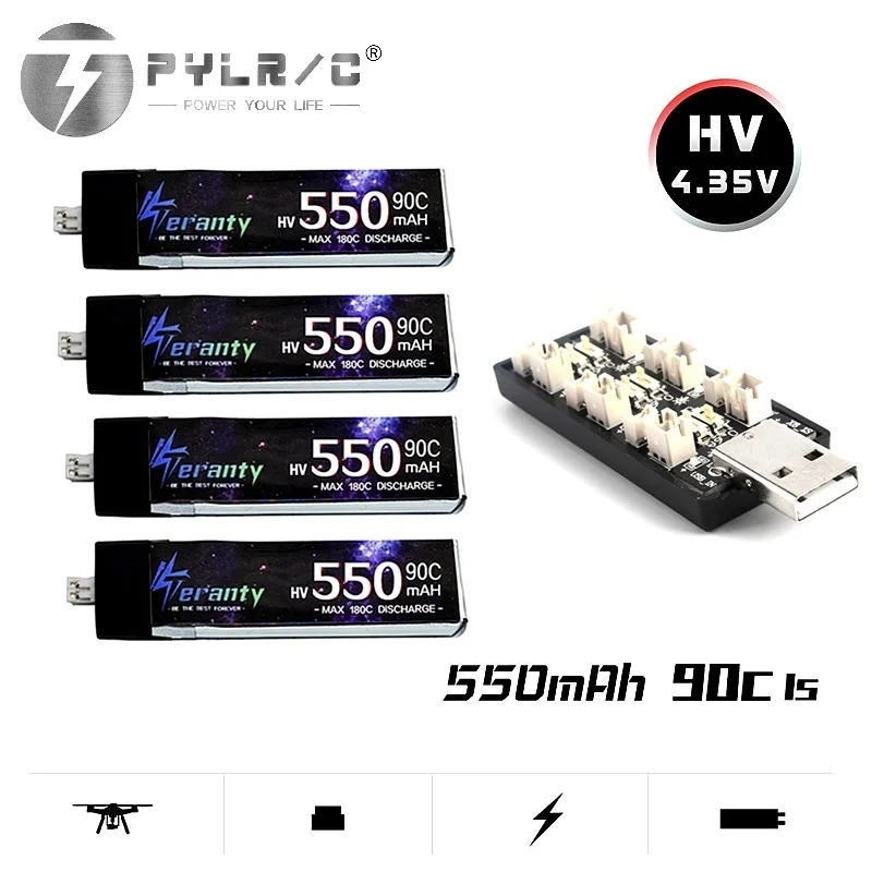 

1S 550mAh 4,35 V 90C/180C LiHV Lipo батарея с зарядным устройством PH2.0 разъем для UK65 US65 Happymodel Mobula7Snapper BetaFPV 65S Дрон
