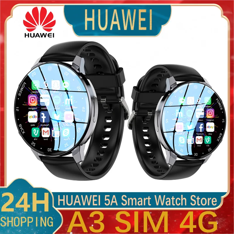 Huawei Smartwatch A3 4G/5G SIM Card 64GB Camera Watch Video Call NFC WIFI Sport Tracker Men Women GPS Google App for Android IOS