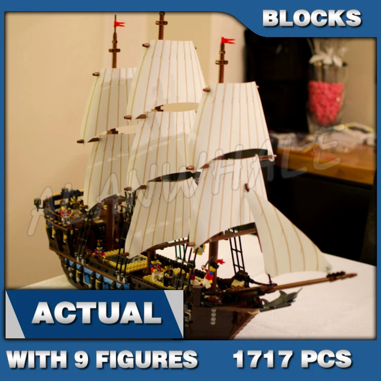 

1717pcs Creative Expert Imperial Flagship Classic Sailing Ship Deck Captain 22001 Building Blocks Sets Compatible With Model