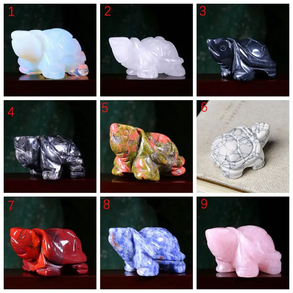 

1PC Animals Quartz Healing Stone Reiki Small Decoration Tortoise Figurine Mineral Stone Carved Crystal Decoration Crafts